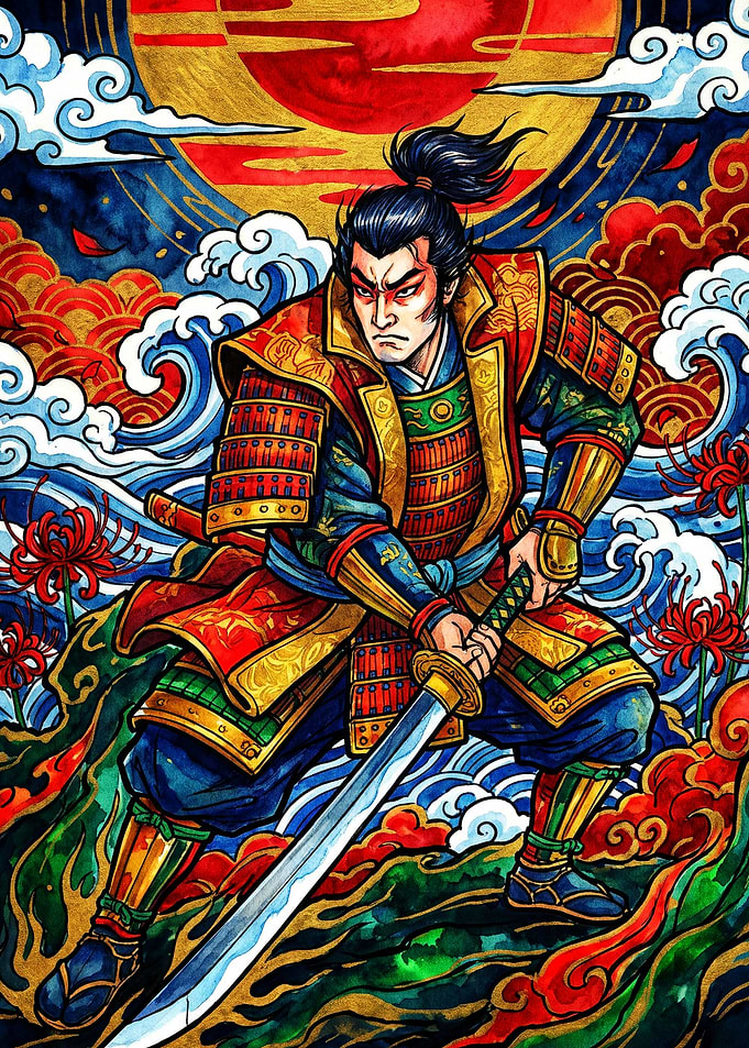 Samurai Warrior with Katana Illustration