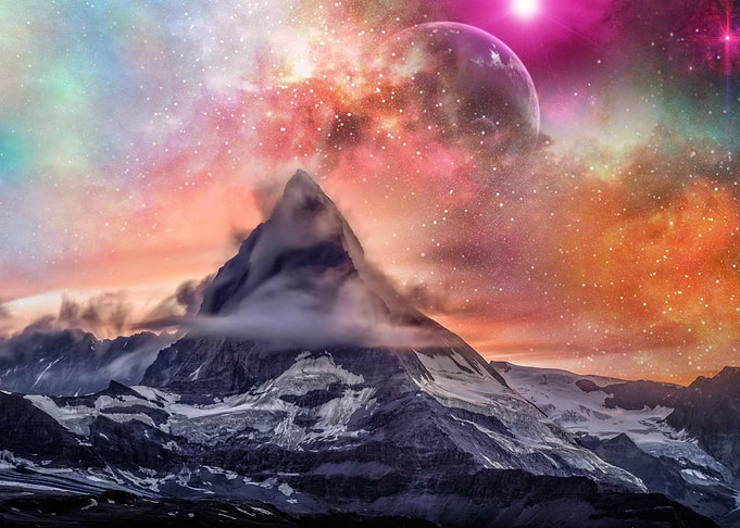 Matterhorn Mountain Under Cosmic Nebula Sky