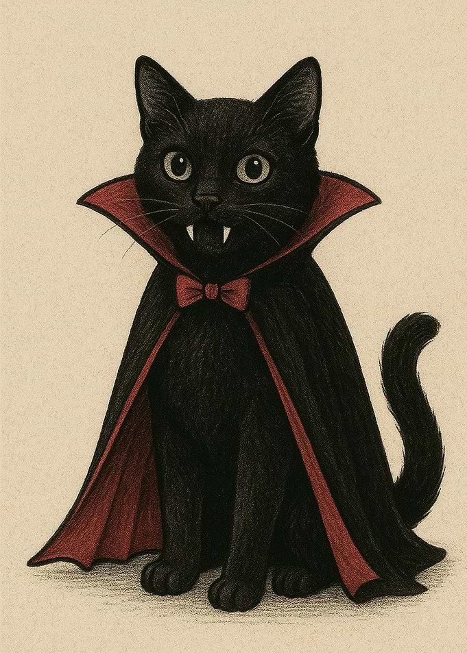 Black Cat Vampire Costume Illustration