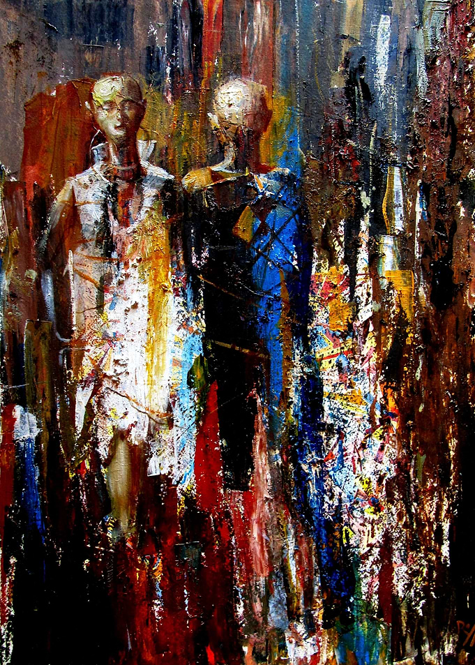 Abstract Painting of Two Figures