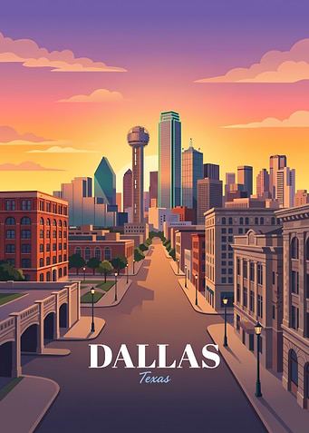 Dallas Texas Skyline Travel Poster