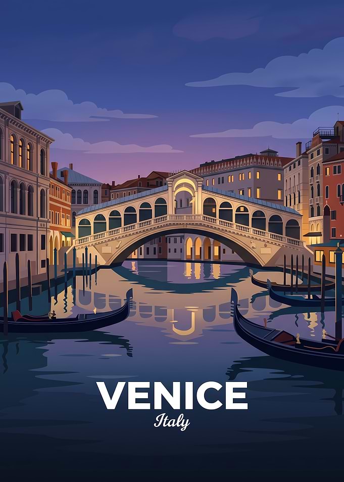 Venice Rialto Bridge Travel Poster