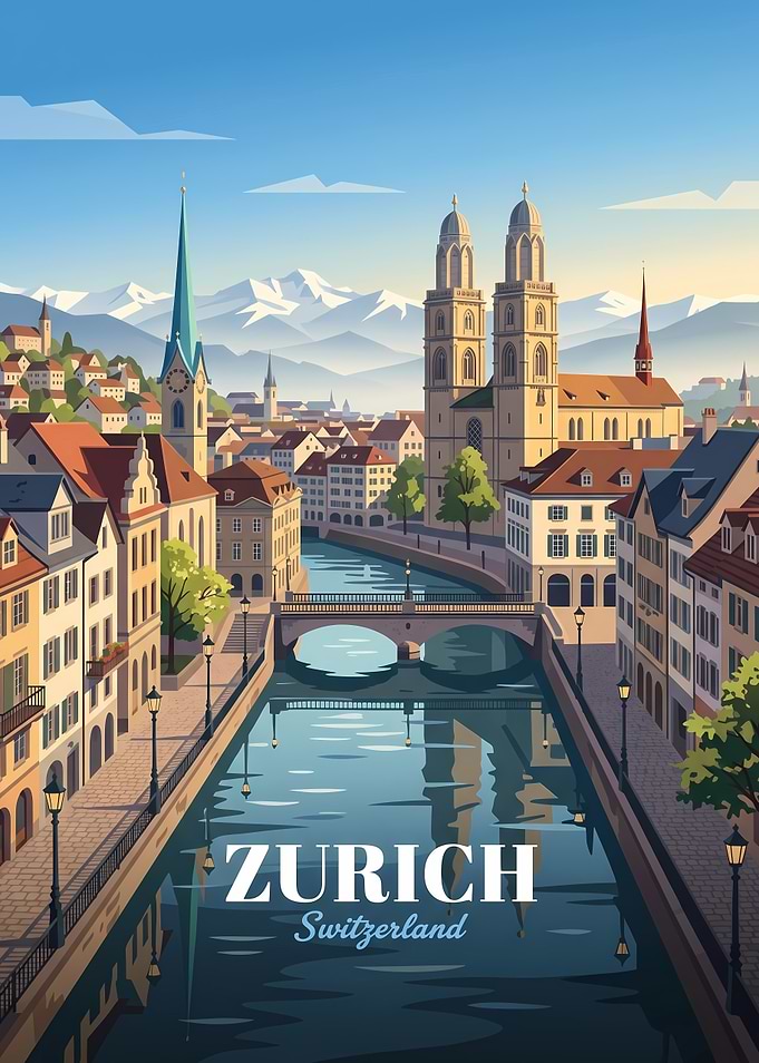 Zurich Switzerland Travel Poster