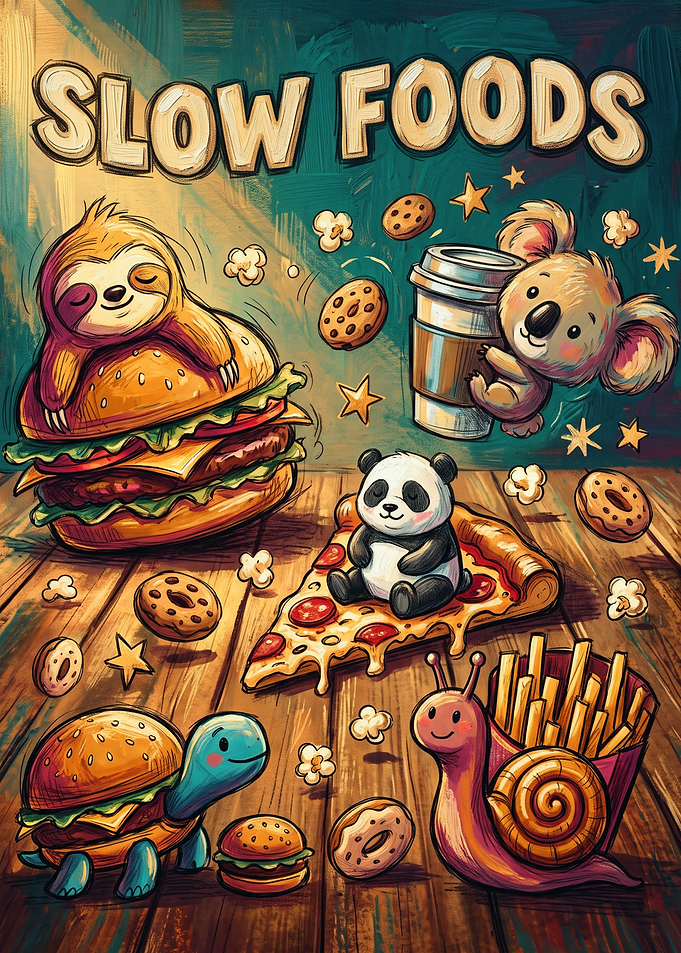 Cute Animals Eating Fast Food Illustration