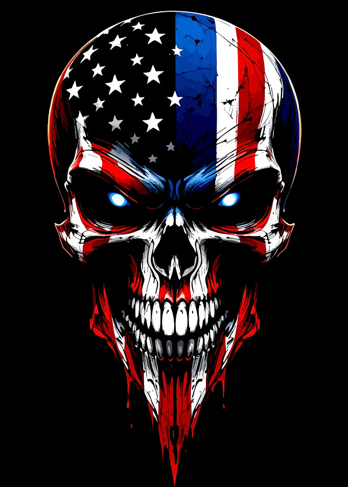 American Flag Skull Graphic Art
