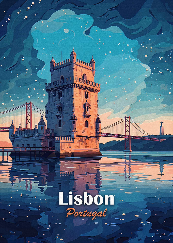 Lisbon Belém Tower Travel Poster