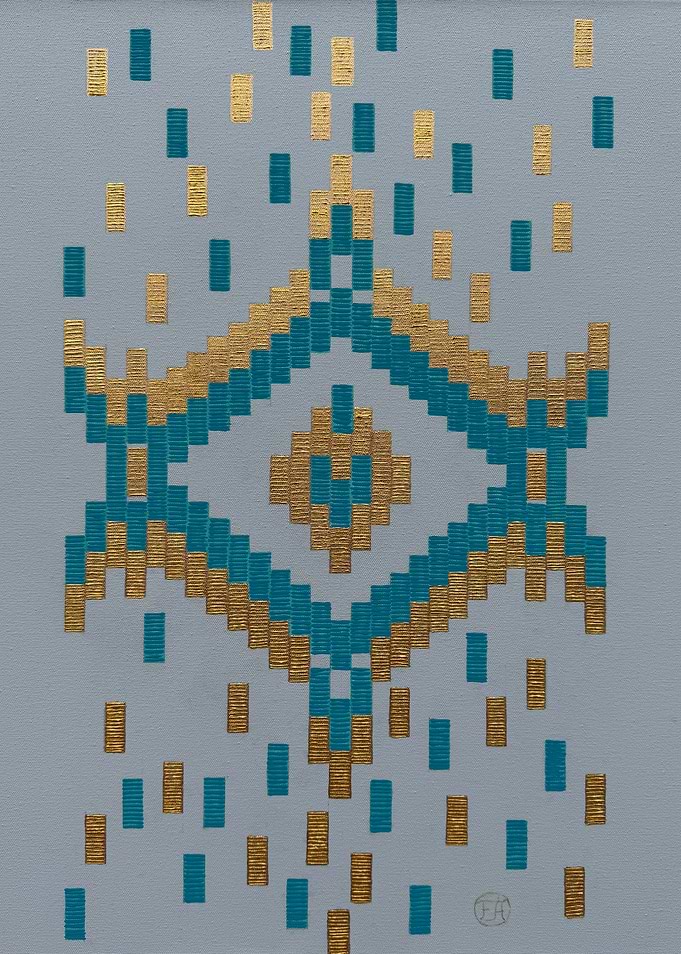 Geometric Teal and Gold Pattern