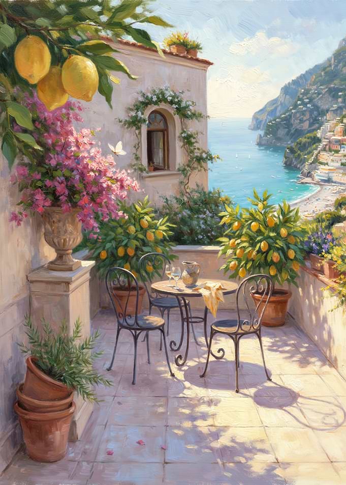 Mediterranean Terrace with Lemon Trees