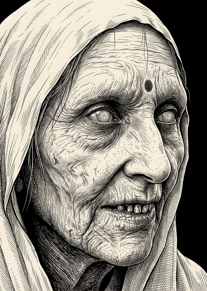 Intricate Portrait of an Elderly Woman