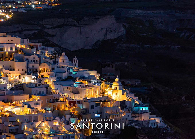 Night View of Santorini Greece