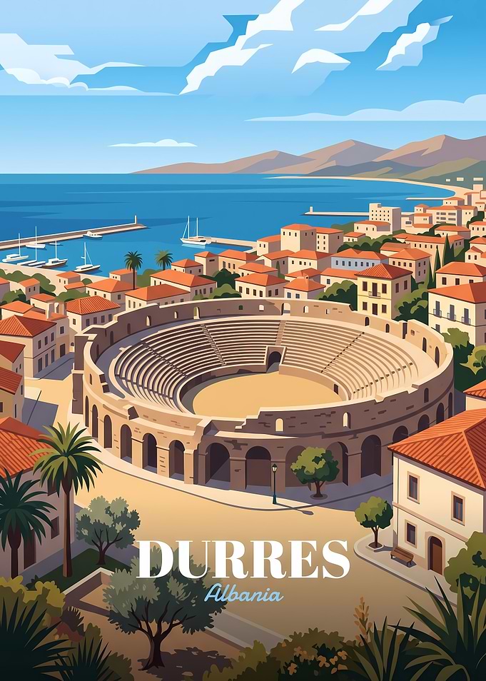 Durres Albania Travel Poster