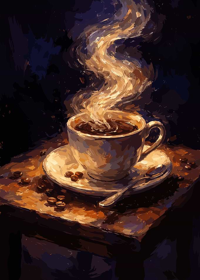 Steaming Cup of Coffee Painting