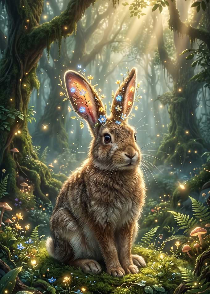 Magical Rabbit in Enchanted Forest