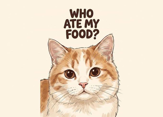 Cute Cat Asking Who Ate Food