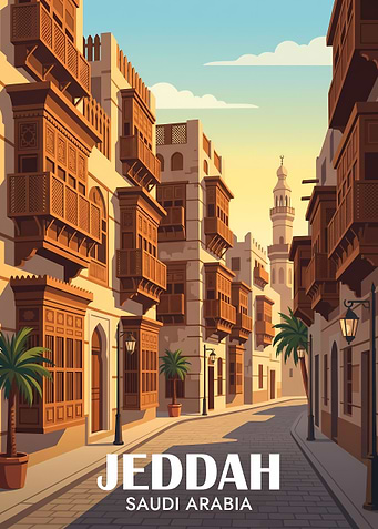 Jeddah Saudi Arabia Travel Poster