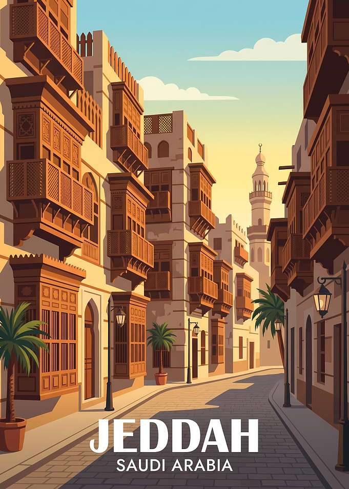 Jeddah Saudi Arabia Travel Poster