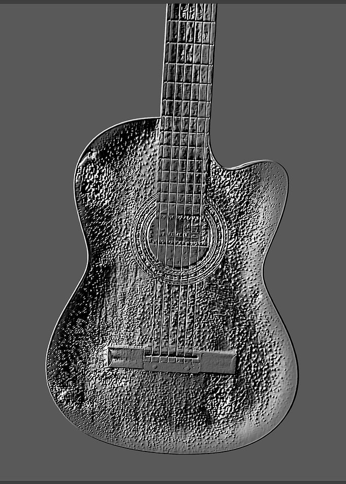 Embossed Texture Acoustic Guitar Graphic