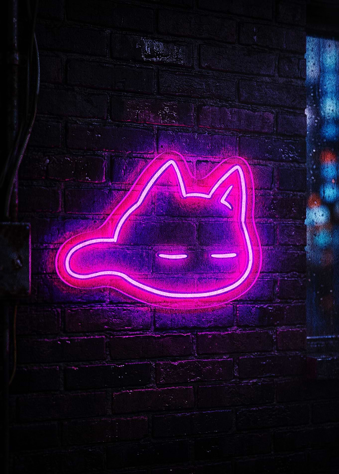 Neon Pink Cat Sign