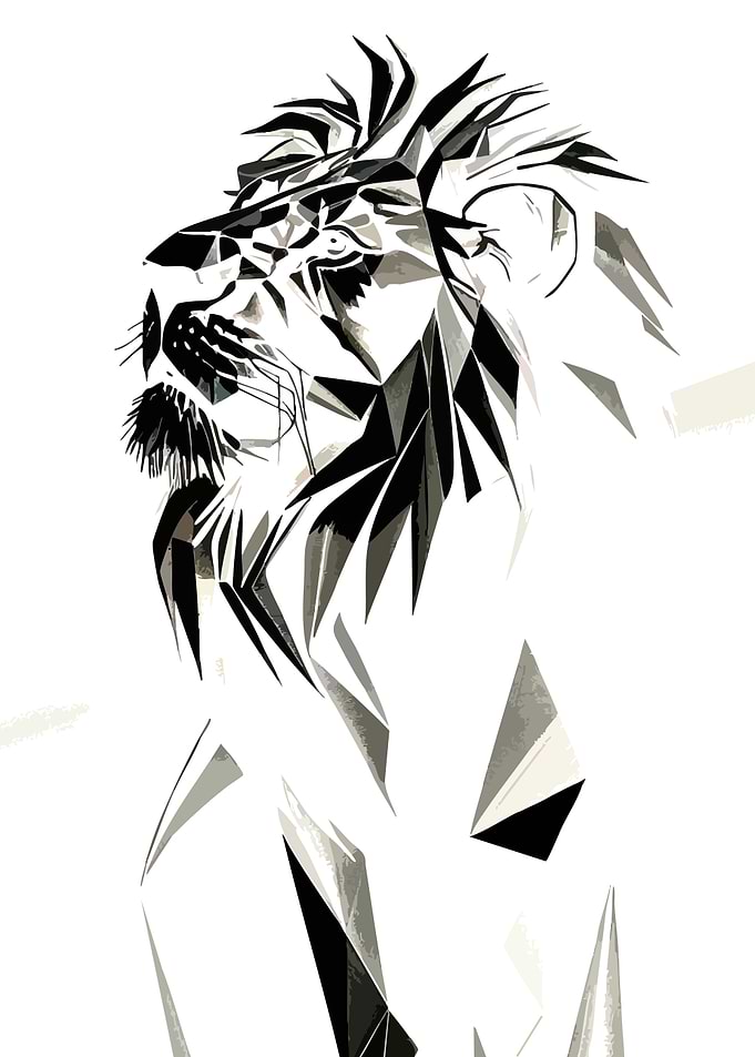 Geometric Lion Portrait Illustration