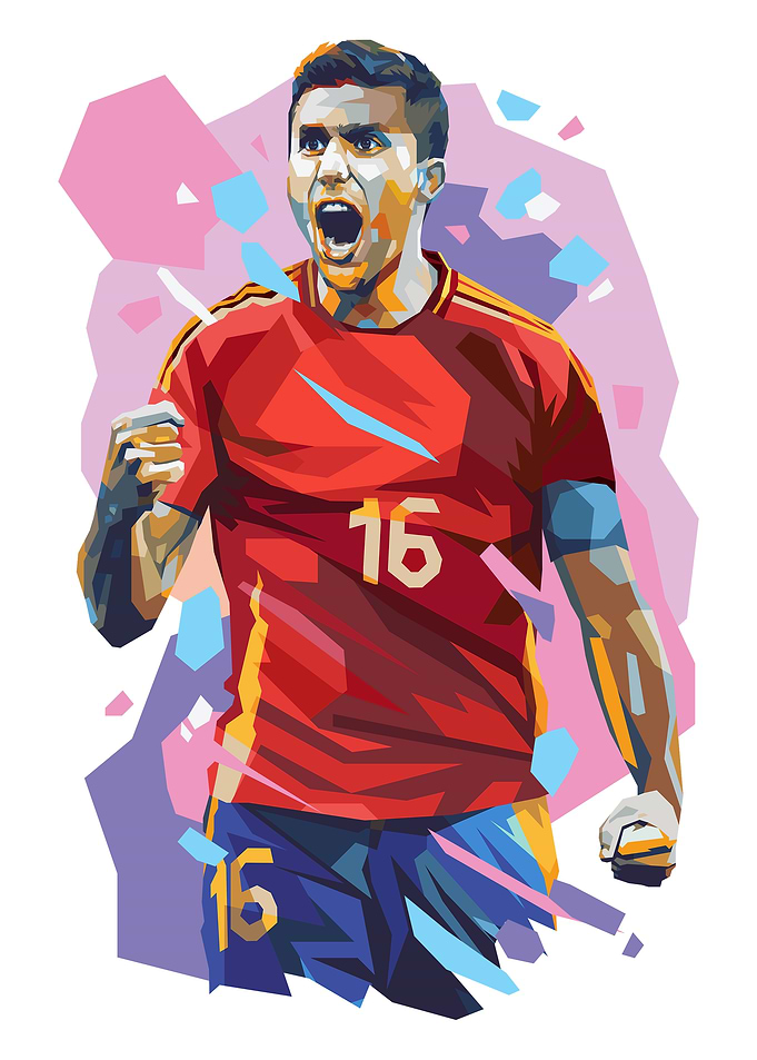 Pop art illustration of footballer Rodri
