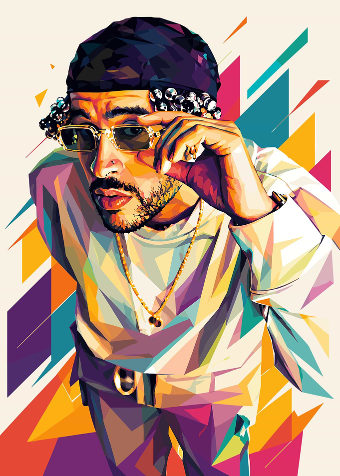 Bad Bunny Geometric Pop Art Portrait