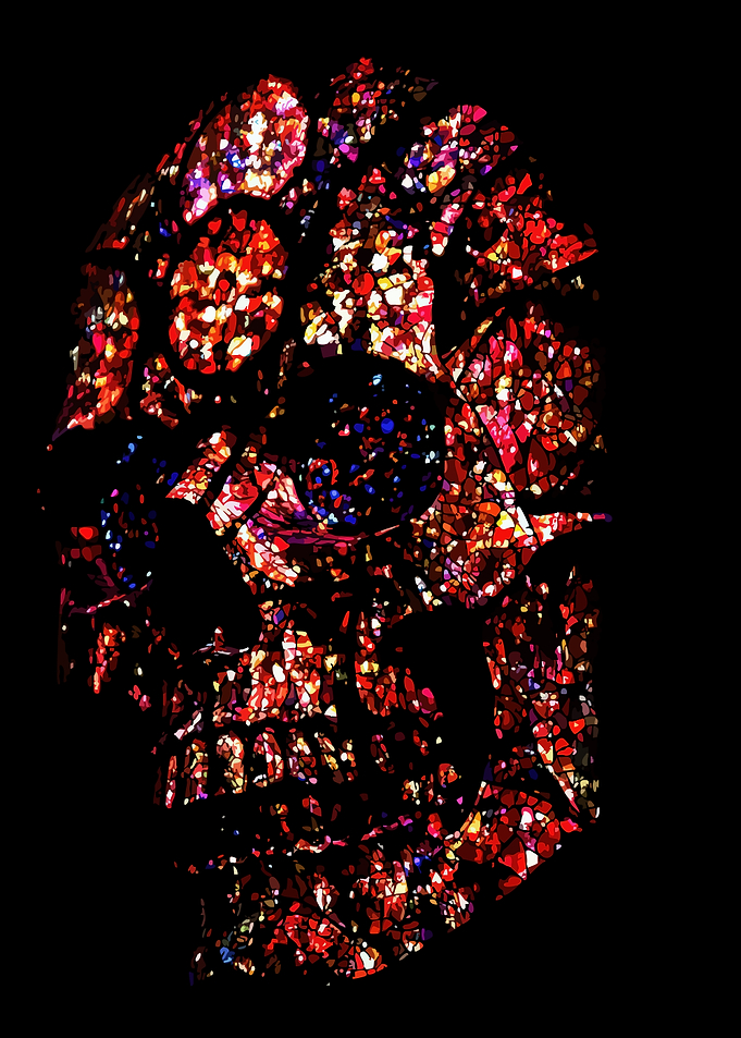 Stained Glass Mosaic Skull