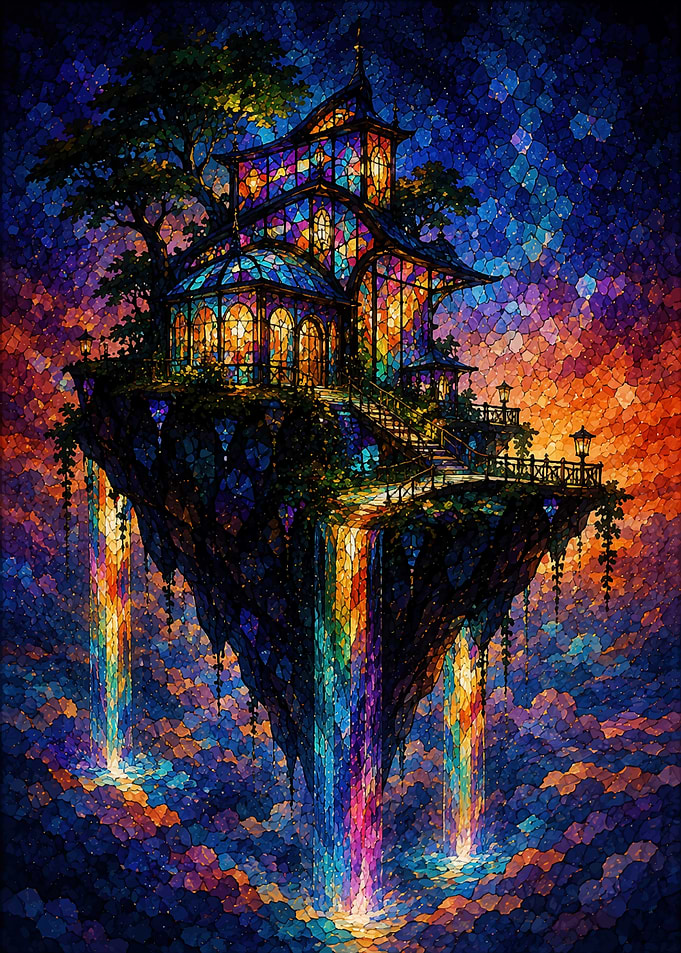 Stained Glass Floating Fantasy Island