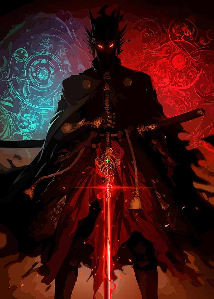 Dark Fantasy Warrior with Glowing Sword