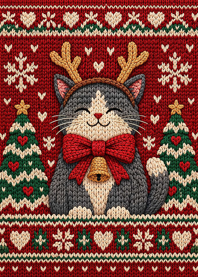Cute Reindeer Cat Christmas Sweater