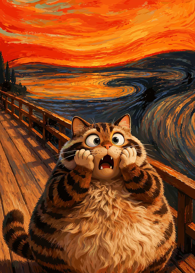 The Scream Cat Parody Painting