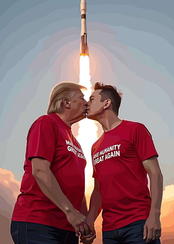 Donald Trump and Elon Musk Kissing