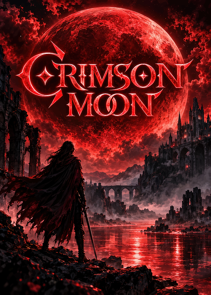 Crimson Moon Fantasy Warrior Poster