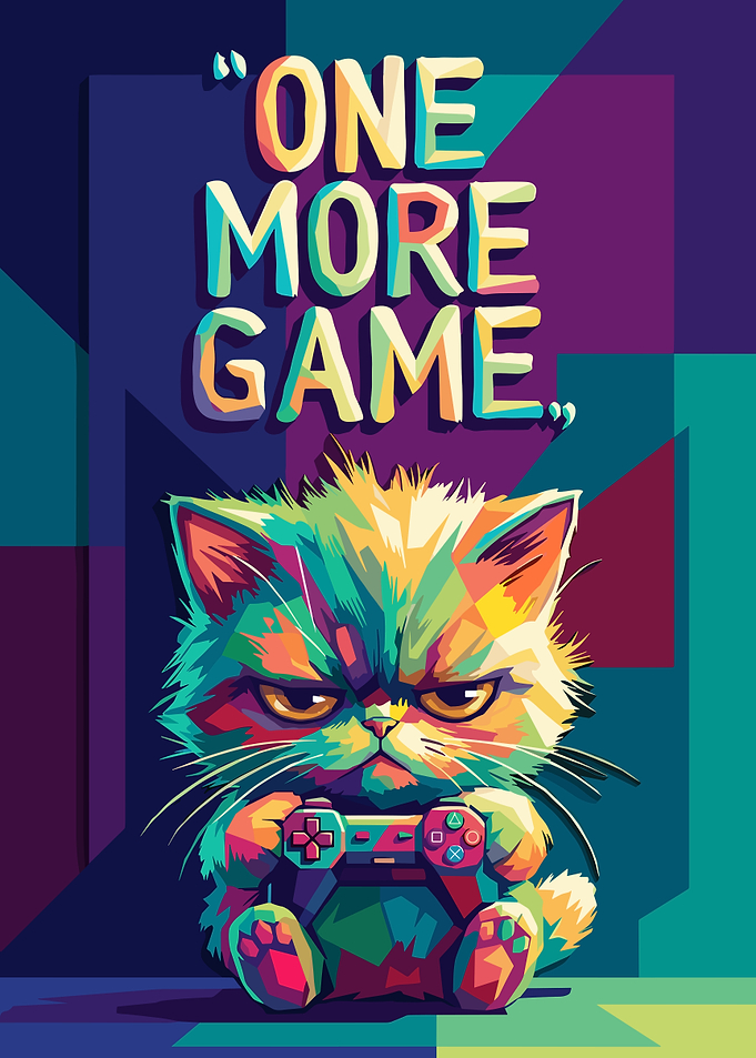 One More Game Gaming Cat Poster