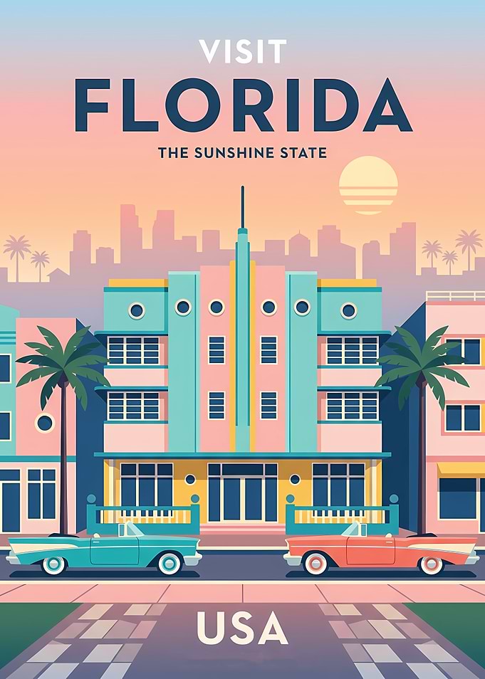 Visit Florida Retro Travel Poster