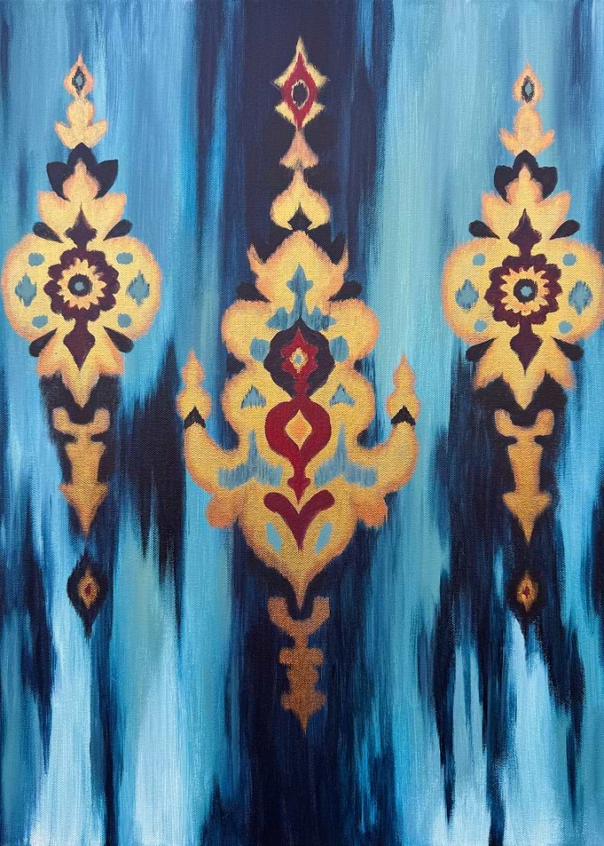 Abstract Ikat Pattern Painting