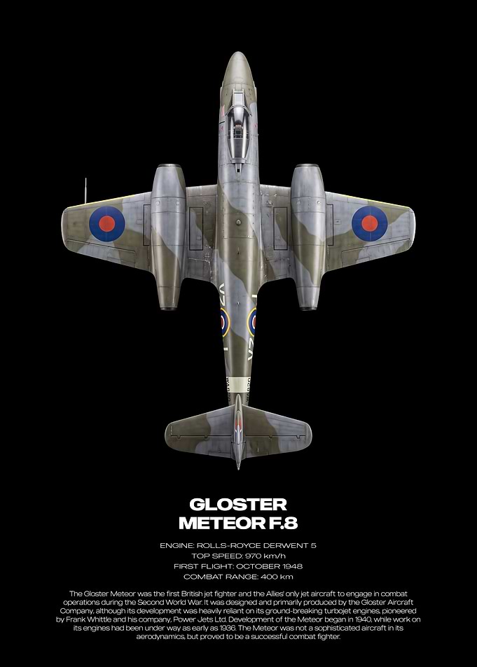 Gloster Meteor F.8 Technical Poster