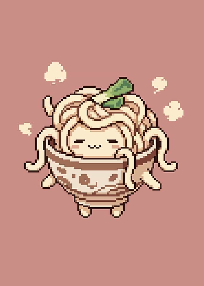 Cute Pixel Art Udon Bowl