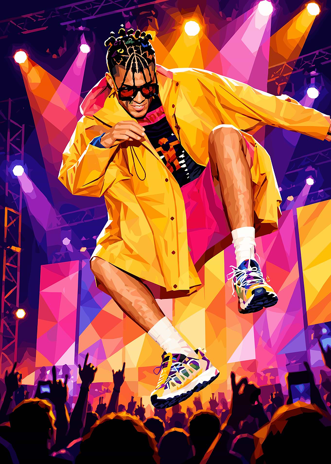 Low Poly Concert Performer Illustration