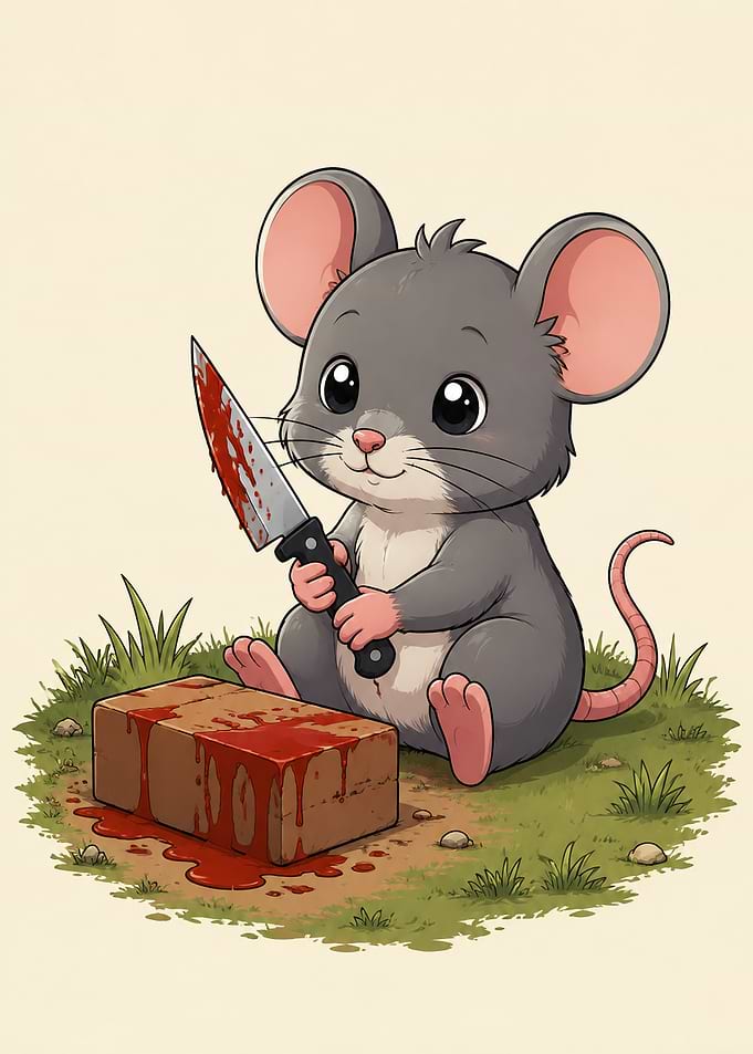 Cute Mouse with Bloody Knife