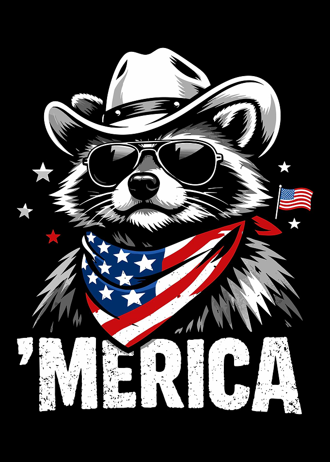 Patriotic Cowboy Raccoon 'Merica Design