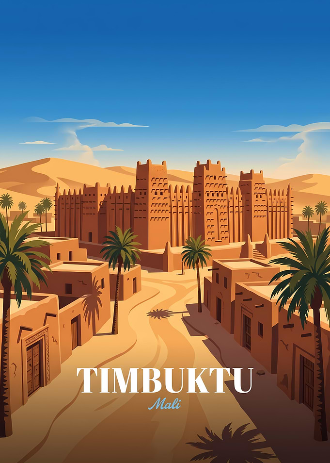 Timbuktu Mali Travel Poster
