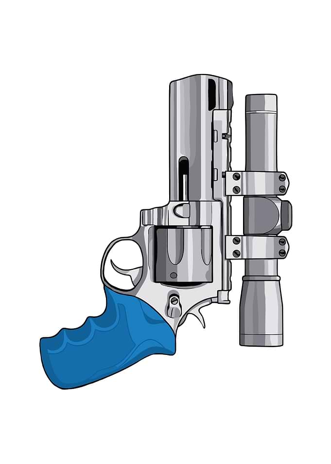 Silver Revolver with Blue Grip