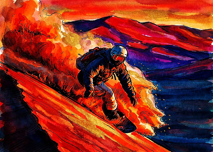 Vibrant Watercolor Snowboarder in Motion