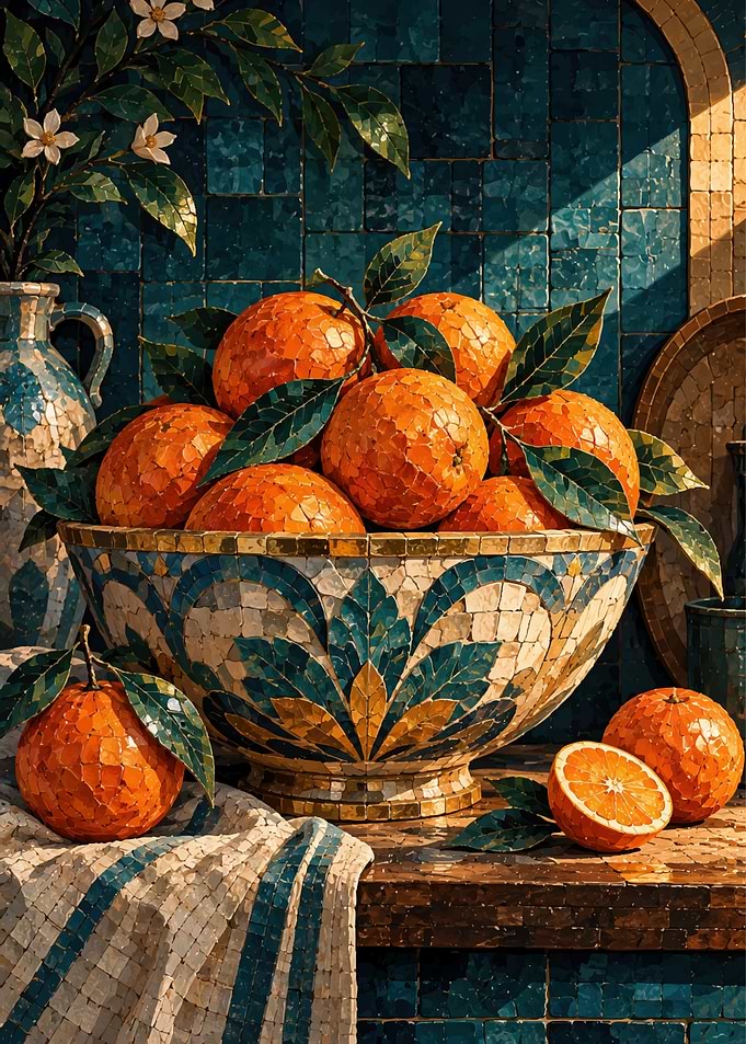 Mosaic Still Life with Oranges