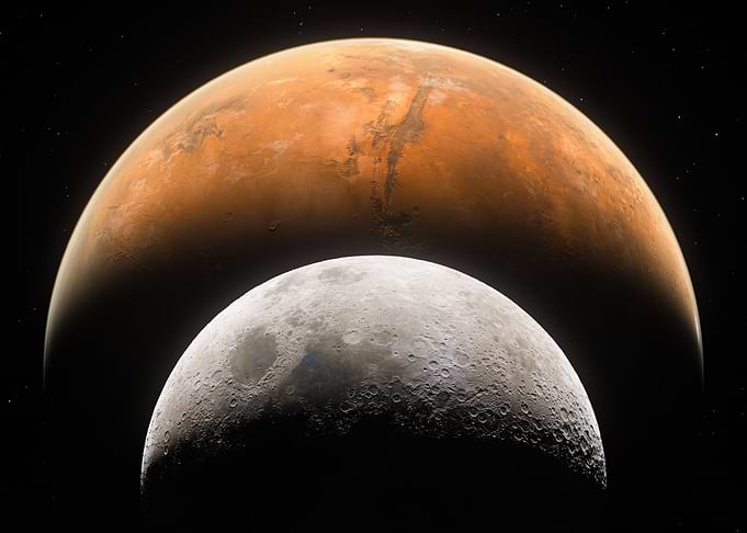 Mars and Moon