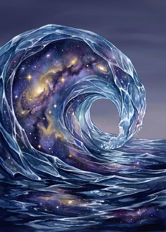 Cosmic Galaxy Ocean Wave