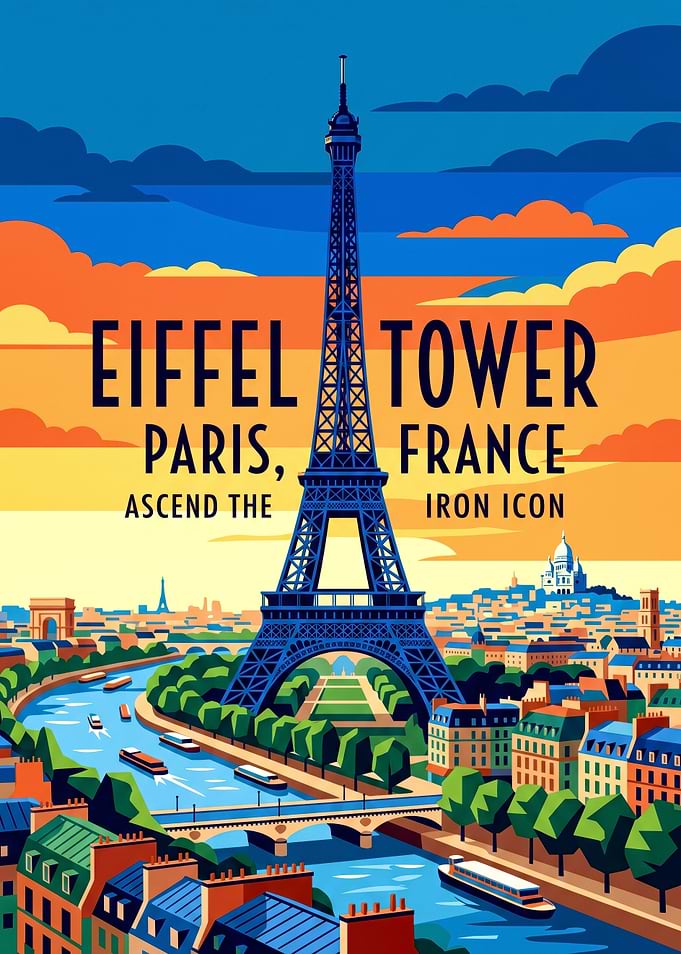 Eiffel Tower Paris Travel Poster