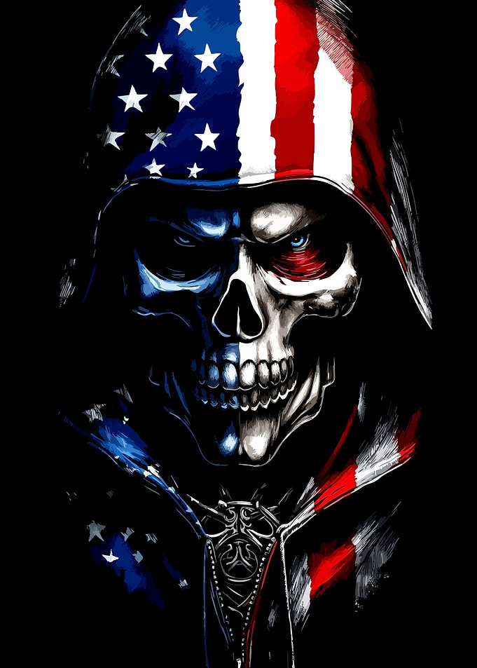 American Flag Skull Hoodie Portrait