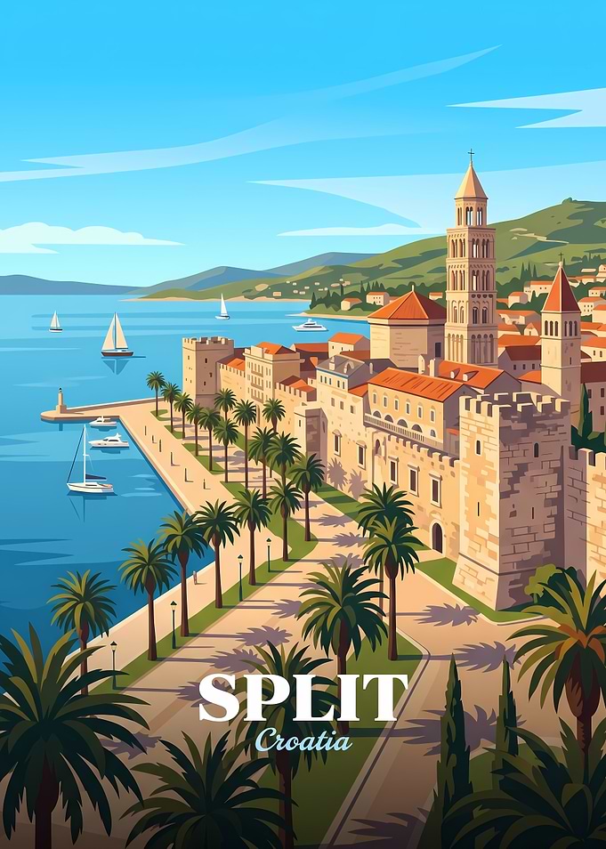 Split Croatia Travel Poster
