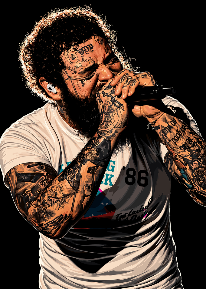 Post Malone Performing Live Illustration
